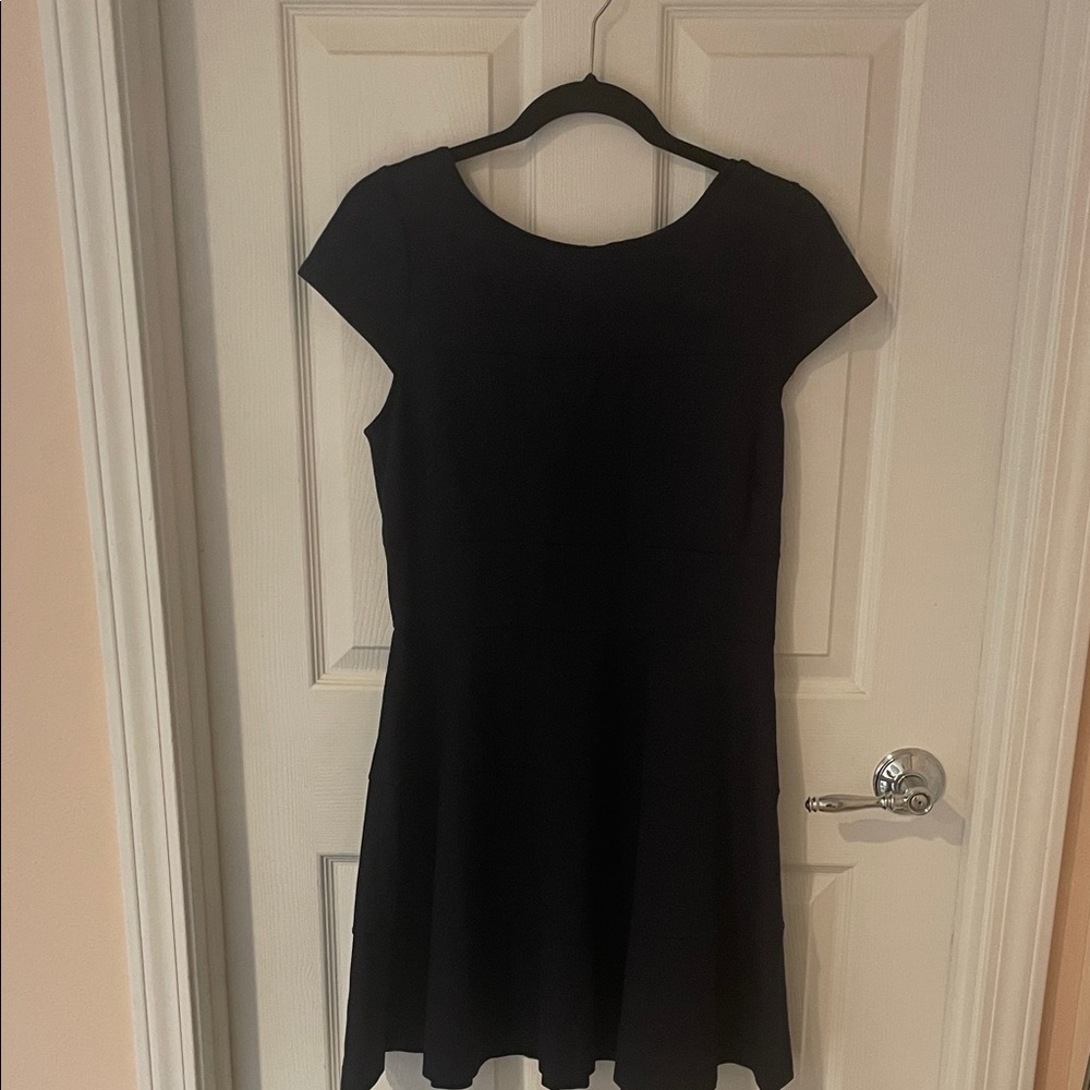 Classic Black Cap-Sleeve Fit-and-Flare Dress